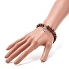 Reiki Natural Unakite & Wenge Wood Beads Stretch Bracelet BJEW-JB06896-05-3