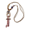 Ceramic Fish Pendant Adjustable Waxed Cord Necklaces for Women LS-NJEW-B146-06-2