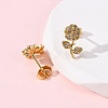 Brass Micro Pave Clear Cubic Zirconia Flower Stud Earrings EJEW-K267-35G-3