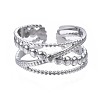 Non-Tarnish 304 Stainless Steel Criss Cross Open Cuff Ring LS-RJEW-T023-23P-1