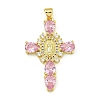 Rack Plating Brass Pave Cubic Zirconia Pendants KK-U029-01G-02-1