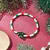 Christmas Glass Seed & Handmade Lampwork Beads Stretch Bracelets for Women BJEW-MZ00197-02-1