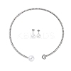 Round Plastic Imitation Pearl Stud Earrings & Rhinestone Cuff Choker Necklaces Sets SJEW-U003-11P-4