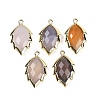 Natural Agate Faceted Leaf Pendants G-I375-04G-14-1