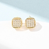 Brass Micro Pave Cubic Zirconia Stud Earrings EJEW-F418-01G-01-1