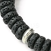 Dyed Natural Lava Rock Flat Round Beaded Stretch Bracelets for Women BJEW-JB09715-02-3