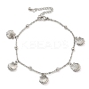 Tarnish Resistant Summer Beach 304 Stainless Steel Cable Chains Shell Shaped Charm Bracelets BJEW-P334-05P-1