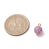 Dyed Natural Imperial Jasper Round Charms with Brass Loops PALLOY-JF04139-2