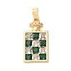 Brass Pave Green Cubic Zirconia Pendants KK-C264-14A-G-1