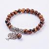 Natural Tiger Eye Stretch Bracelets BJEW-F262-A12-1