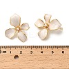 Flower Brass Enamel Stud Earrings EJEW-P308-02G-B-3