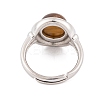 Natural Tiger Eye Round Adjustable Rings RJEW-K271-04P-12-4