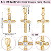 10Pcs Brass Micro Pave Cubic Zirconia Pendants KK-BBC0019-82-2