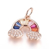 Brass Micro Pave Cubic Zirconia Pendants ZIRC-G166-26RG-1