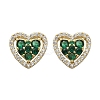 Heart Brass Micro Pave Cubic Zirconia Stud Earrings EJEW-M082-15G-3