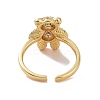 Cubic Zirconia Bear Open Cuff Ring RJEW-P083-01G-02-3