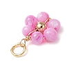 Dyed Natural Shell & Brass Round Beaded Flower Pendants PALLOY-JF03462-5
