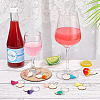 BENECREAT 24Pcs 8 Colors Flat Round Wood & Tassel Dangle Wine Glass Charms AJEW-BC0003-13-6