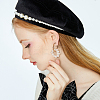  2 Pairs Natural Pearl Beaded Ring Dangle Hoop Earrings for Girl Women EJEW-NB0001-06-6