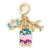 Rack Plating Brass Cubic Zirconia Summer European Dangle Charms KK-P287-01A-G-1