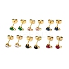 Ion Plating(IP) 304 Stainless Steel Cubic Zirconia Stud Earring Findings STAS-P373-04A-G-1