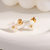 Fashion Stainless Steel Flower Cuff Rings & Stud Earrings Sets for Women WL9140-1-4