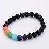 Natural Dyed & Heated Black Agate & Gemstone Beads Stretch Bracelets BJEW-JB02510-01-1