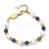 304 Stainless Steel & Natural Freshwater Pearl & Lapis Lazuli Beaded Bracelets for Women BJEW-B162-03G-3