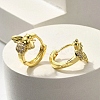 Brass Clear Cubic Zirconia Hoop Earrings EJEW-M047-05G-1