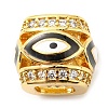 Rack Plating Brass Micro Pave Cubic Zirconia Evil Eye European Beads with Enamel KK-M247-34G-03-1