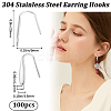 100Pcs 304 Stainless Steel Earring Hooks STAS-BBC0004-03-2