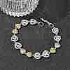Heart Micro Pave Clear Cubic Zirconia Link Chain Bracelets for Women BJEW-C156-08B-PG-2