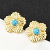 304 Stainless Steel Synthetic Turquoise Stud Earrings for Women EJEW-U046-15G-2
