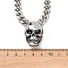 304 Stainless Steel Skull Pendant Cuban Link Chain Necklaces NJEW-C099-06AS-5