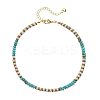 Bohemian Style Synthetic Turquoise & Natural Howlite & Brass Rondelle Disc Heishi Beaded Anklets FS-WG8FF45-14-1