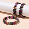 Oval Natural Malaysia Jade Beaded Stretch Bracelets G-P589-02A-04-1