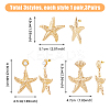 3 Pairs 3 Style Alloy Starfish Dangle Stud Earrings with Plastic Pearl Beaded EJEW-FI0002-95-9