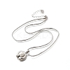 304 Stainless Steel Pave Shell Pearl Flat Round Pendant Necklaces for Women NJEW-U031-02P-2