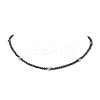 Brass and Faceted Round Natural Black Spinel Beaded Necklaces for Women NJEW-JN05657-01-3