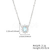 Cubic Zirconia Flower Pendant Necklaces with Stainless Steel Chains WL0189-2-2