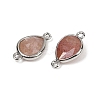 Natural Strawberry Quartz Faceted Connector Charms G-L514-048G-02-2