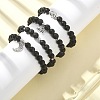 4Pcs 4 Style Natural Lava Rock & Black Agate & Hematite Beaded Stretch Bracelets Set BJEW-JB09508-4