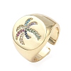 Brass Micro Pave Cubic Zirconia Adjustable Cuff Rings RJEW-C131-05G-4