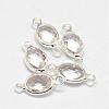 Oval Faceted Silver Color Plated Brass Glass Links connectors GLAA-O014-02S-1