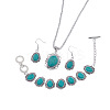 Bohemian Style Oval Synthetic Turquoise Pendant Necklace & Dangle Earrings & Link Bracelets FS-WGA6DB3-01-6