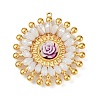 304 Stainless Steel and Resin Flower Pendants STAS-R170-03G-03-1