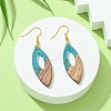 Two Tone Resin & Walnut Wood Horse Eye Dangle Earrings EJEW-JE05504-4