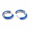 Two Tone 304 Stainless Steel Chunky Huggie Hoop Earrings with Enamel for Women EJEW-C043-11-P-4