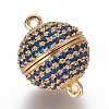 Brass Micro Pave Cubic Zirconia Magnetic Clasps with Loops ZIRC-L075-49C-2