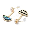 Pearl & Paua Shell Dangle Stud Earrings EJEW-P256-06G-2
